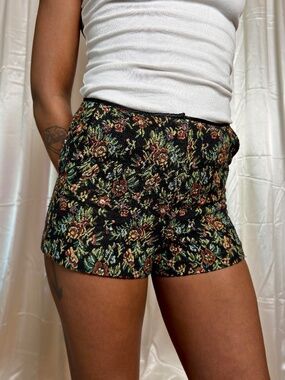 Forever 21 Floral Tapestry Jacquard Mini Shorts
